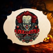   Egyedi Halloweeni nyomtatott fatábla Pennywise 14x19 cm személyre szabható