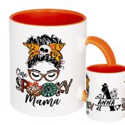   Személyre szabható Halloweeni bögre, Spooky Mama 300ml Narancssárga