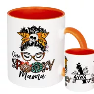   Személyre szabható Halloweeni bögre, Spooky Mama 300ml Narancssárga