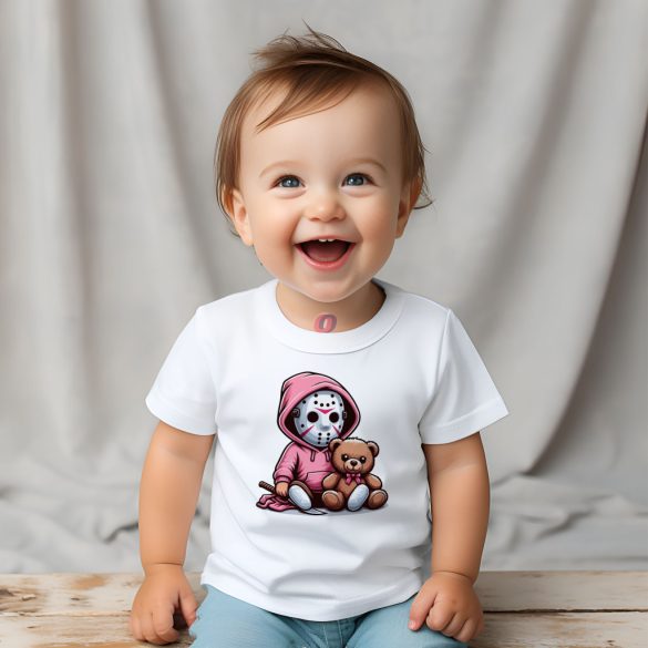 Őszi mintás Creepy girl Baba póló - fehér