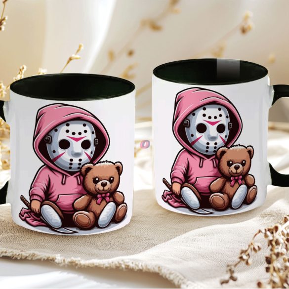Őszi mintás bögre 3D pufi hatású "Spooky Season"  fekete