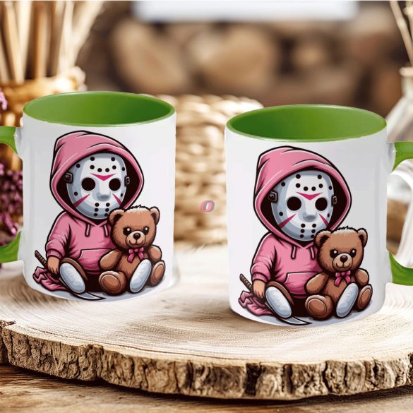 Őszi mintás bögre 3D pufi hatású "Spooky Season"  zöld