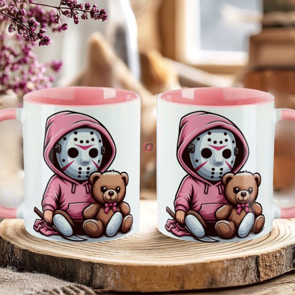 Őszi mintás bögre 3D pufi hatású "Spooky Season"  rózsaszín