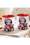 Őszi mintás bögre 3D pufi hatású "Spooky Season"  red