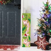   Nagyméretű Karácsonyi fa tábla 60 cm "Welcome Grinch" bejárati ajtó mellé