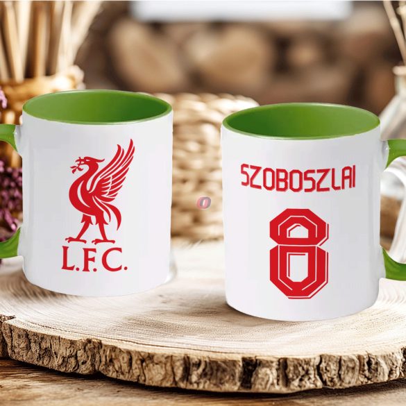 Prémium Liverpool Bögre személyre szabható, egyedi névvel 330ml Zöld bögre
