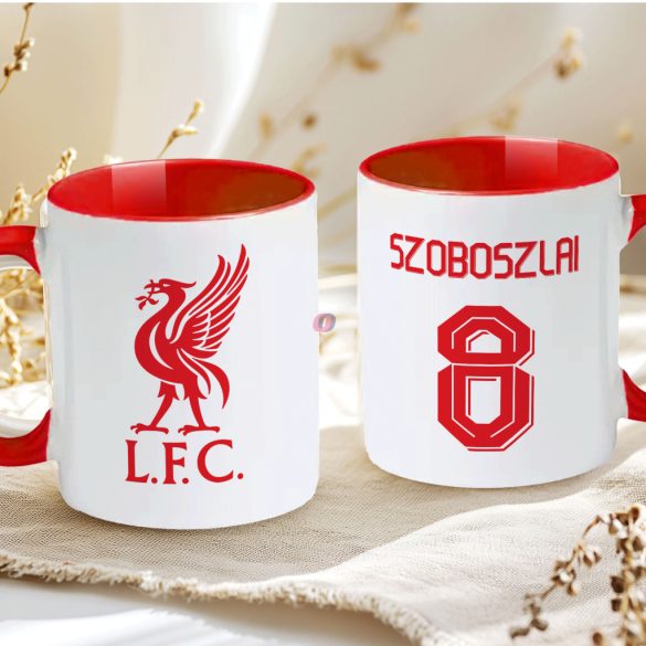 Prémium Liverpool Bögre személyre szabható, egyedi névvel 330ml Piros bögre