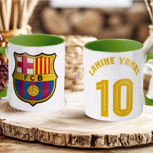 Prémium Barcelona Bögre személyre szabható, egyedi névvel 330ml Zöld bögre