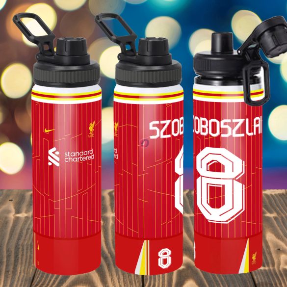 Prémium Liverpool fém sportkulacs egyedi névvel 850 ml "Home kit"