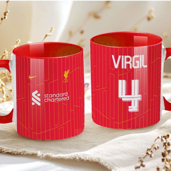 Prémium Liverpool Bögre személyre szabható, egyedi névvel 330ml Piros bögre "Home kit"