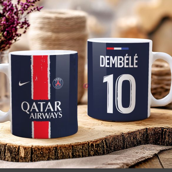 Prémium PSG Bögre személyre szabható, egyedi névvel 330ml "Home kit"
