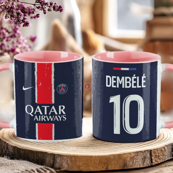 Prémium PSG Bögre személyre szabható, egyedi névvel 330ml Rózsaszín bögre "Home kit"