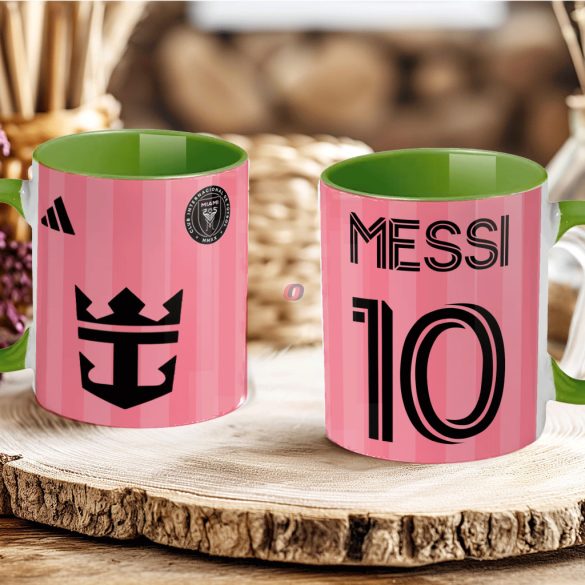 Prémium Inter Miami Bögre személyre szabható, egyedi névvel 330ml Zöld bögre "Messi"