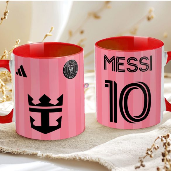 Prémium Inter Miami Bögre személyre szabható, egyedi névvel 330ml Piros bögre "Messi"