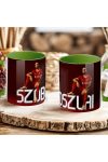 Prémium Szoboszlai Bögre személyre szabható, egyedi névvel 330ml Zöld bögre "SZOBO 2025"