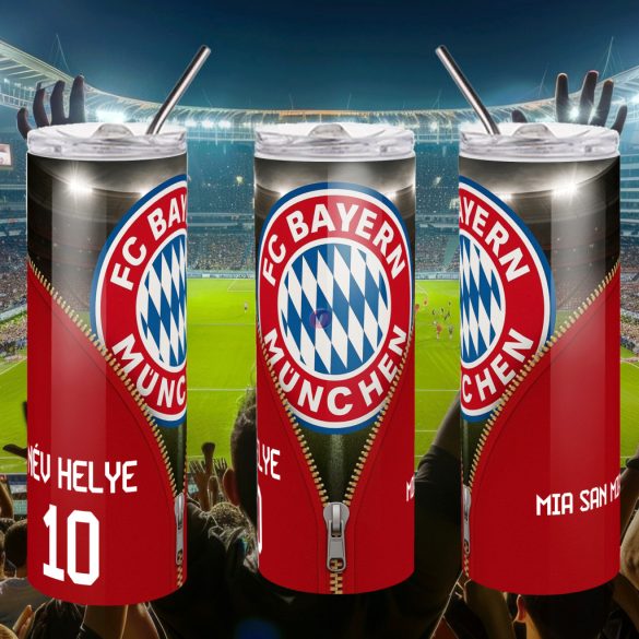 Bayern München Duplafalú termosz egyedi névvel és számmal 600 ml "ZIPPER"