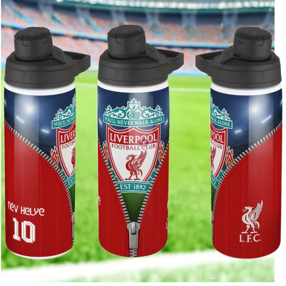 Liverpool fém kulacs egyedi névvel és számmal 750 ml "ZIPPER"