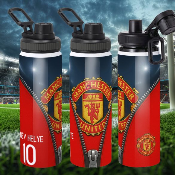 Prémium Manchester United fém sportkulacs egyedi névvel és számmal 850 ml "ZIPPER"
