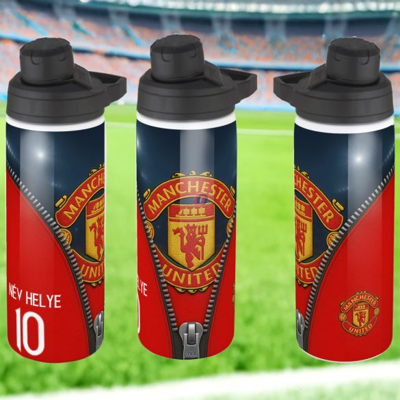 Manchester United fém kulacs egyedi névvel és számmal 750 ml "ZIPPER"