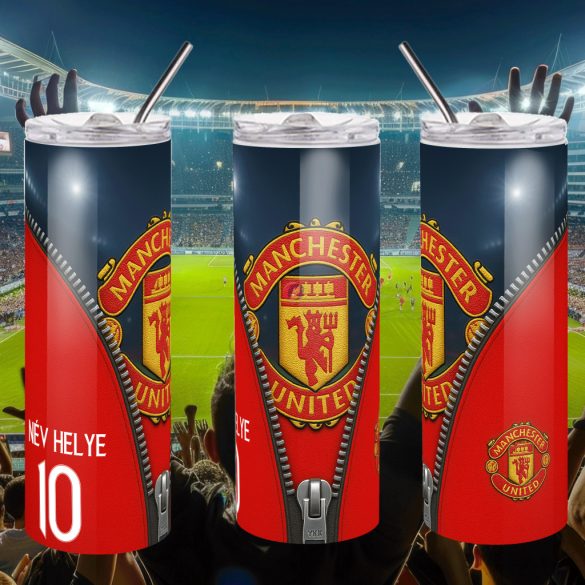 Manchester United Duplafalú termosz egyedi névvel és számmal 600 ml "ZIPPER"