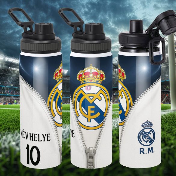 Prémium Real Madrid fém sportkulacs egyedi névvel és számmal 850 ml "ZIPPER"