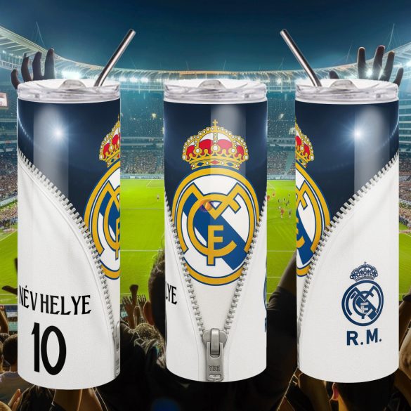 Real Madrid Duplafalú termosz egyedi névvel és számmal 600 ml "ZIPPER"