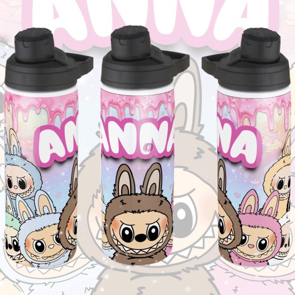 Személyre szabható LABUBU fém kulacs egyedi névvel 750 ml