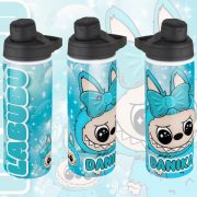   Személyre szabható "LABUBU BLUE" fém kulacs egyedi névvel 750 ml