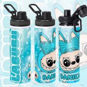   Személyre szabható "LABUBU BLUE" fém kulacs egyedi névvel 850 ml
