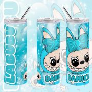   Személyre szabható "LABUBU BLUE" fém Termosz  / tumbler egyedi névvel 600 ml