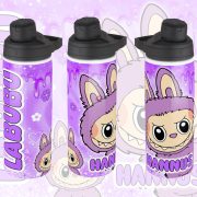   Személyre szabható "LABUBU Lila" fém kulacs egyedi névvel 750 ml