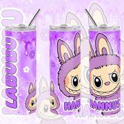   Személyre szabható "LABUBU Lila" fém Termosz  / tumbler egyedi névvel 600 ml