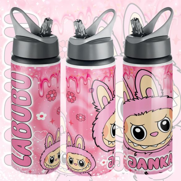 Személyre szabható "LABUBU Friends" fém kulacs egyedi névvel 750 ml