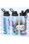 Személyre szabható "Labubu x Stitch" fém kulacs egyedi névvel 850 ml