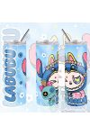 Személyre szabható "Labubu x Stitch" fém Termosz  / tumbler egyedi névvel 600 ml