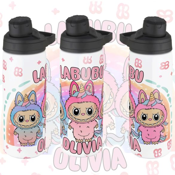 Személyre szabható "LABUBU Friends" fém kulacs egyedi névvel 750 ml