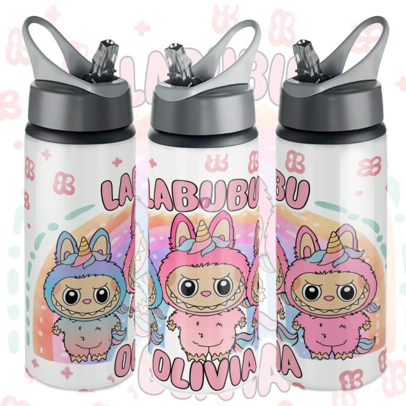 Személyre szabható "LABUBU Friends" fém kulacs egyedi névvel 750 ml