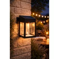   Napelemes mozgásérzékelős fali lámpa - 1 filament LED - fekete - 12 x 6 x 17 cm