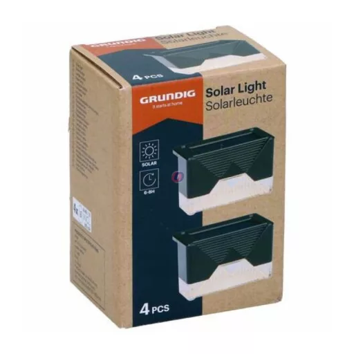 4 db-os szolár lámpa szett lépcsőre, kerítésre, szegélyre, fekete, melegfehér