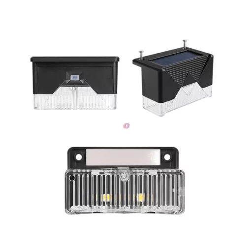 4 db-os szolár lámpa szett lépcsőre, kerítésre, szegélyre, fekete, melegfehér