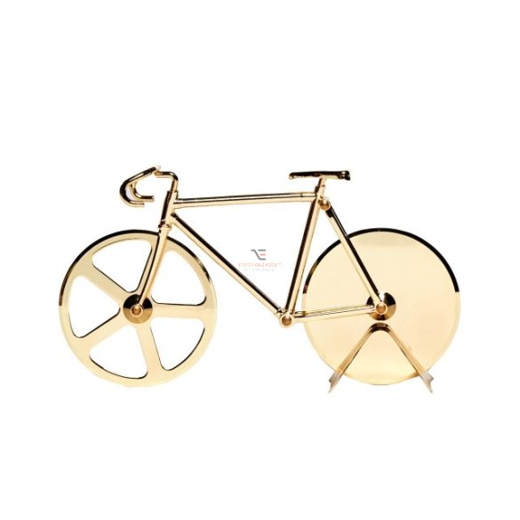 Pizzaszeletelő Fixi kerékpár fém 22x13x4cm arany
