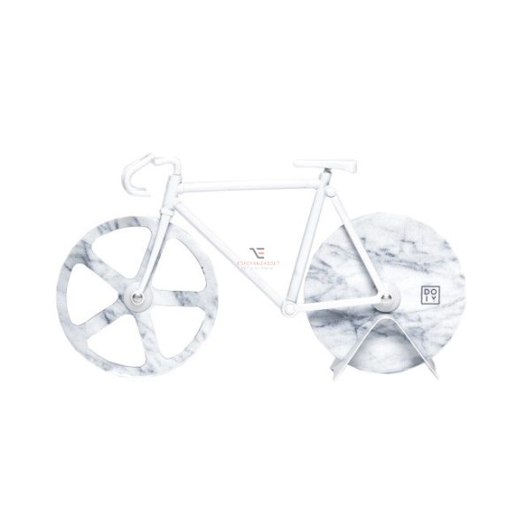 Pizzaszeletelő Fixi kerékpár fém 22x13x4cm márványfehér