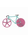 Pizzaszeletelő Fixi kerékpár fém 22x13x4cm rózsaszín-türkiz