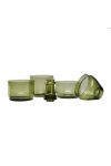 Palack formájú kínáló készlet, üveg 9x9x27 antik zöld