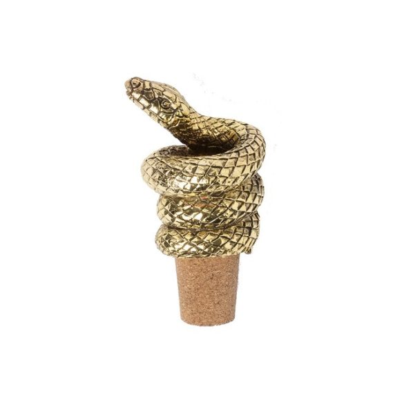 Palackdugó kígyó formájú fém 11x7x5cm antik arany