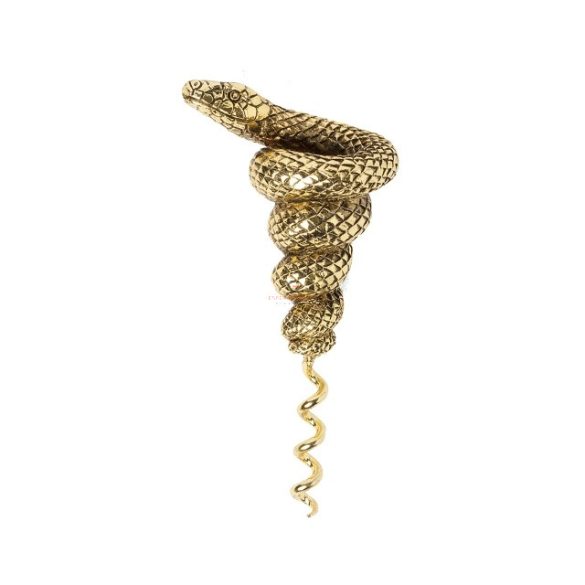 Dugóhúzó kígyó formájú fém 11x7x5cm antik arany