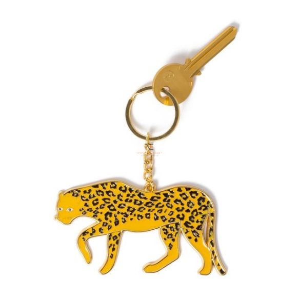 Kulcstartó extra méretű Leopárd fém sárga