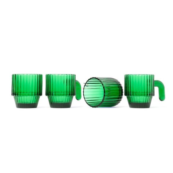 Kaktusz formájú kávézó készlet üveg, zöld 4 db-os szett