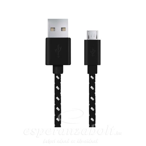 Esperanza Micro USB 2.0 A-B M/M 2.0m kábel textil fekete