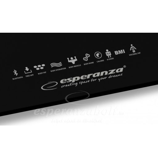 Esperanza B.FIT 8in1 fürdőszobai Okos Mérleg Bluetooth fekete EBS016K